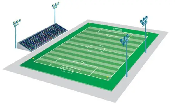 four poles Football Pitch Lighting arrangement